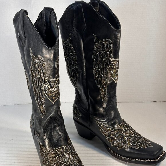 Ladies size 9.5 Black Leather Boots - Picture 3 of 16